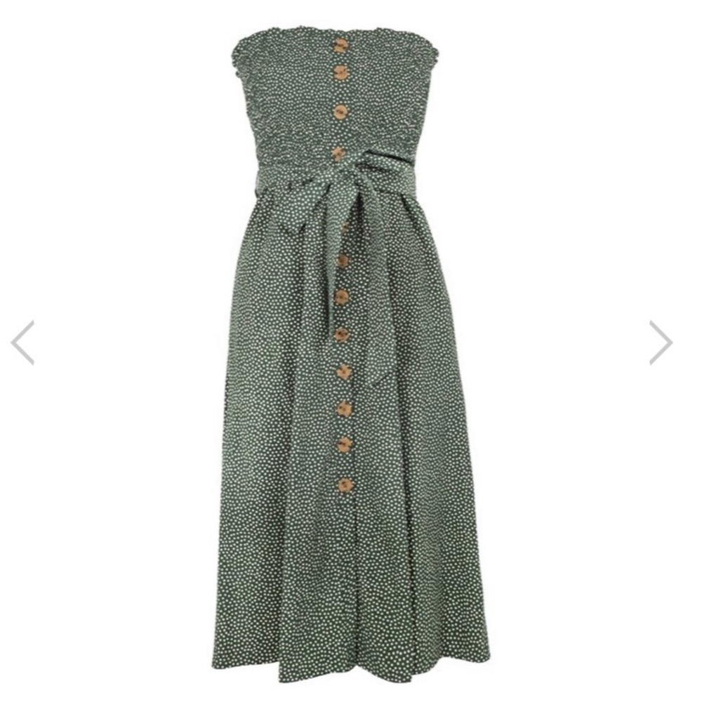 Auguste the Label | NWT US 6/AU 10 Smocked Polka Dot Midi Length Tie Waist Dress